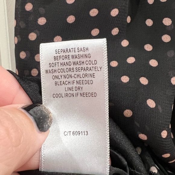 Taylor A-line Women's Black Dress Tan Polka Dot Halter Neck Ruffles Short - Picture 4 of 5